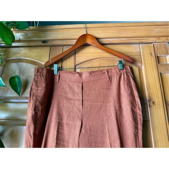 J.Jill Women’s Linen Blend Stretch Cropped Pants Rust Colored SZ XL - Picture 4 of 13